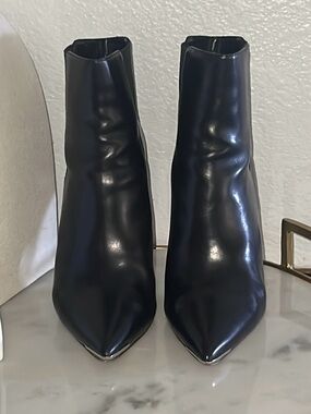 Michael Kors Andie leather ankle booties silver accents black 37.5